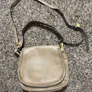 Steve Madden Beige Crossbody Bag with Gold Accents